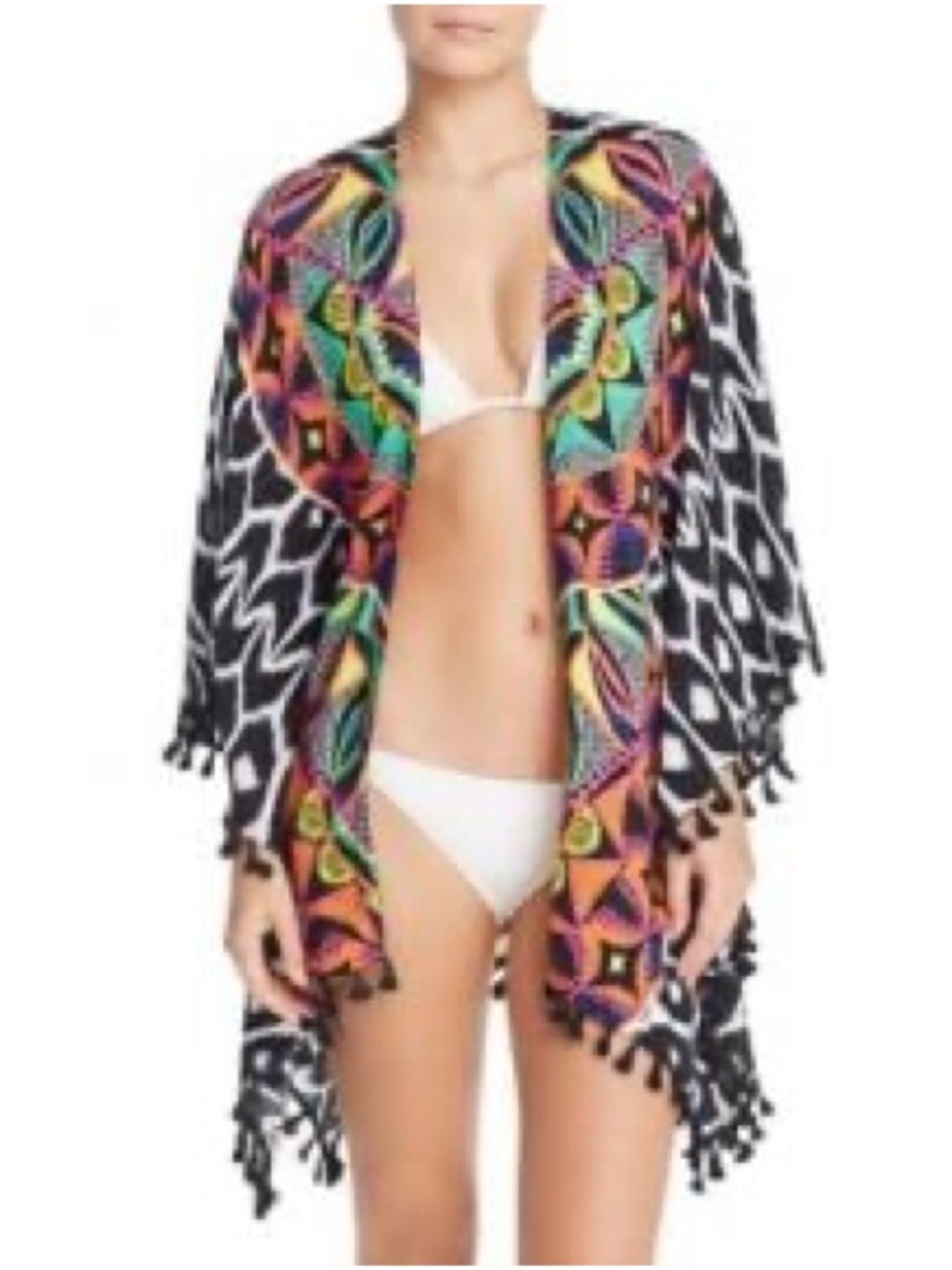 Trina Turk Colorful Printed Kimono Cover-Up – One Size Beach Pool Cruise Boho